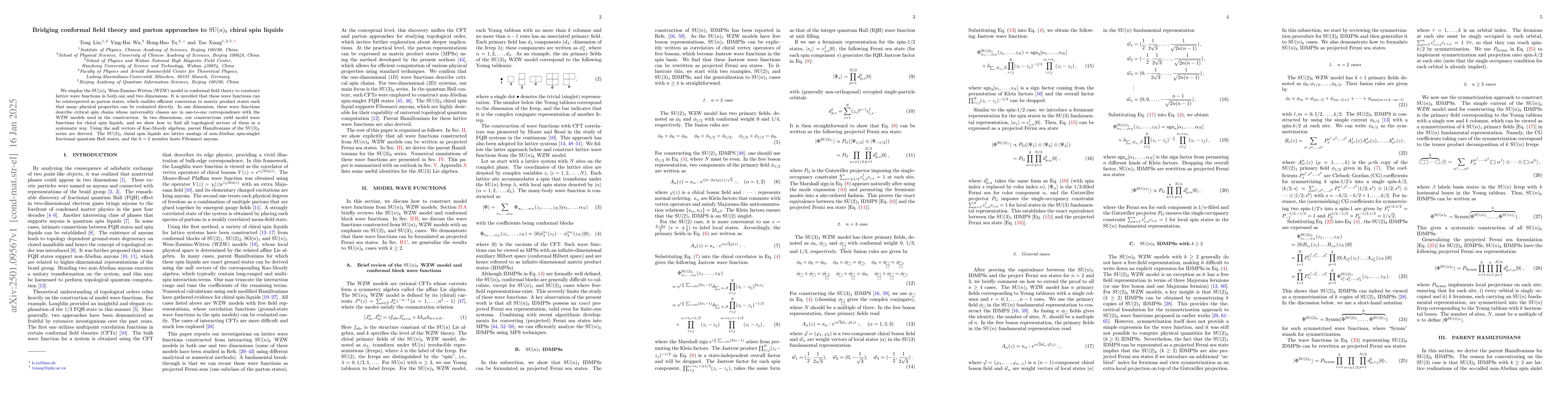 Thumbnail for Bridging conformal field theory and parton approaches to SU(n)_k chiral
  spin liquids