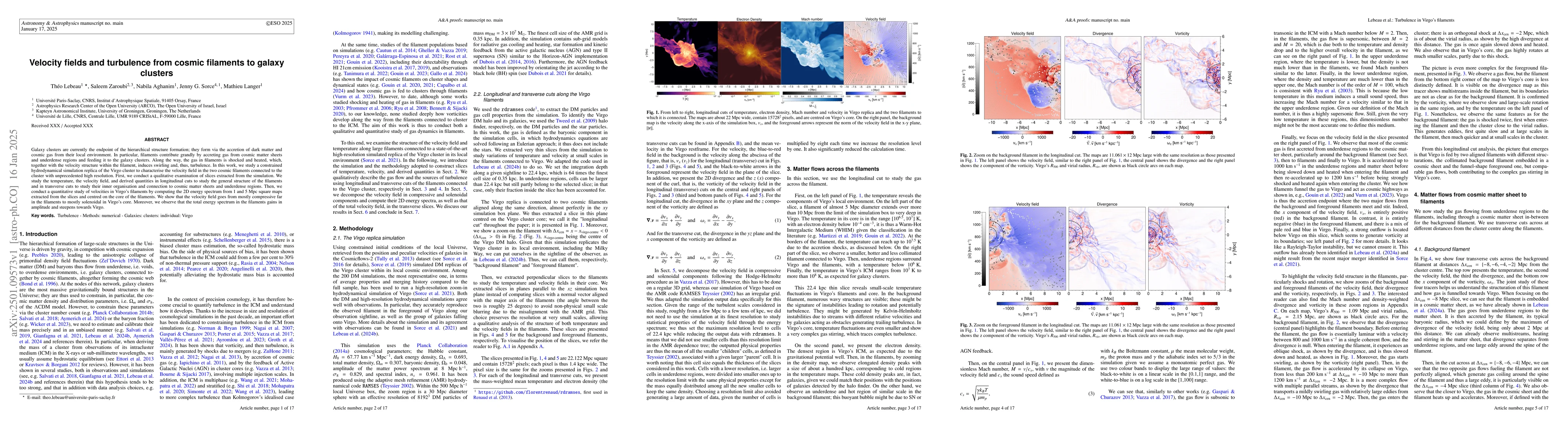 Thumbnail for Velocity fields and turbulence from cosmic filaments to galaxy clusters