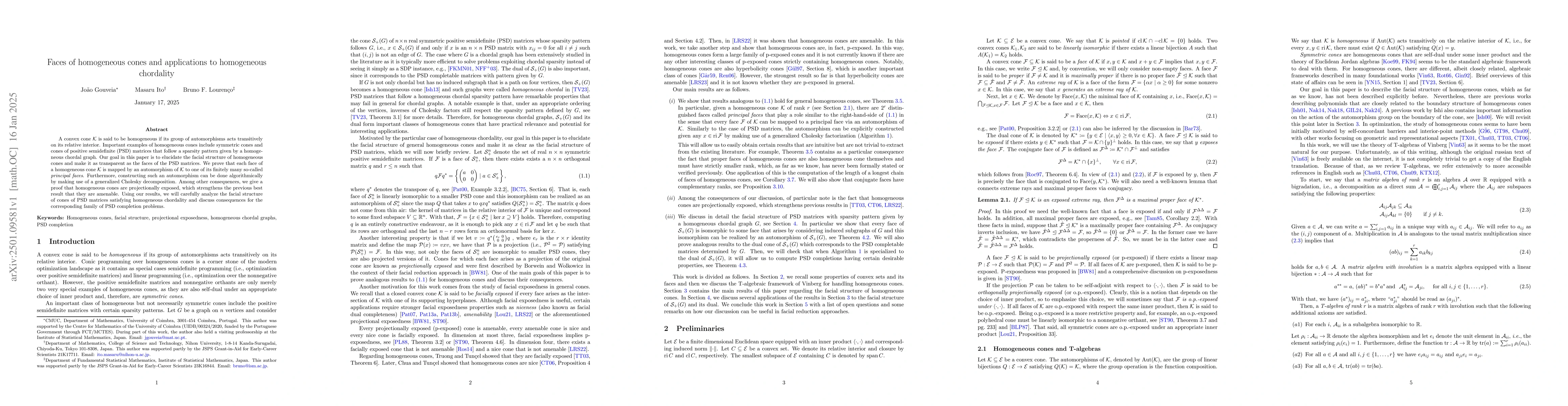Thumbnail for Faces of homogeneous cones and applications to homogeneous chordality
