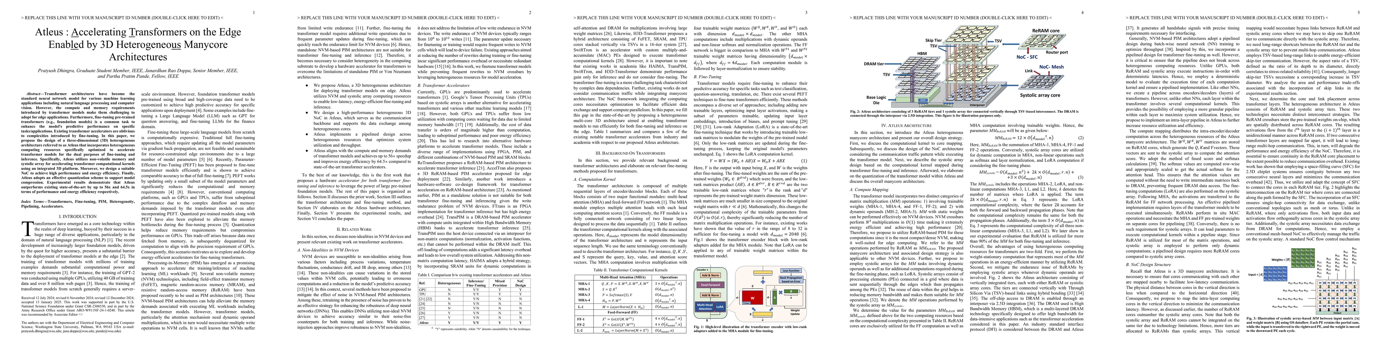 Thumbnail for Atleus: Accelerating Transformers on the Edge Enabled by 3D
  Heterogeneous Manycore Architectures