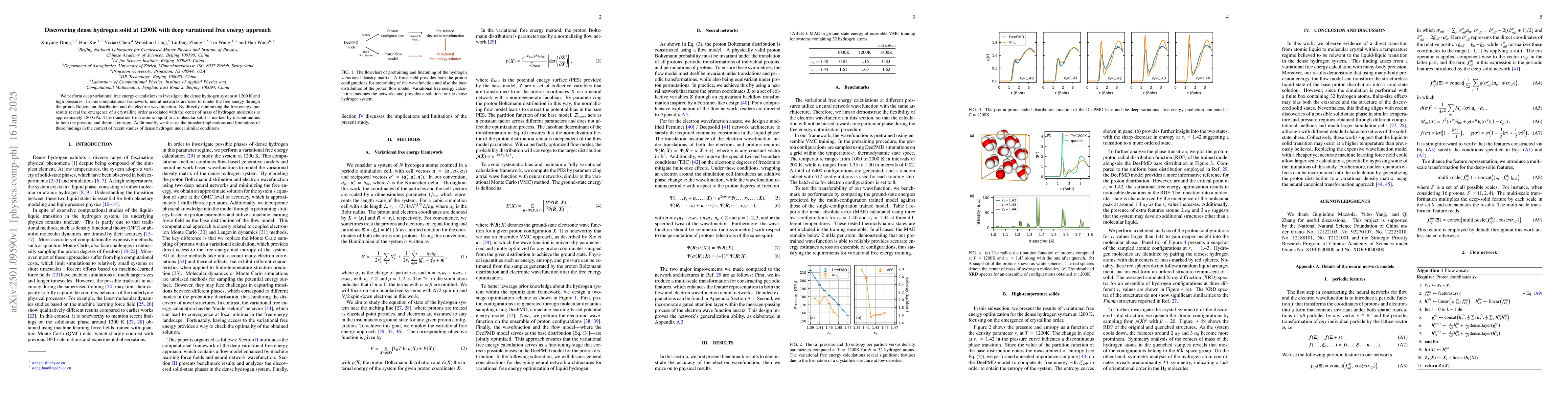 Thumbnail for Discovering dense hydrogen solid at 1200K with deep variational free
  energy approach