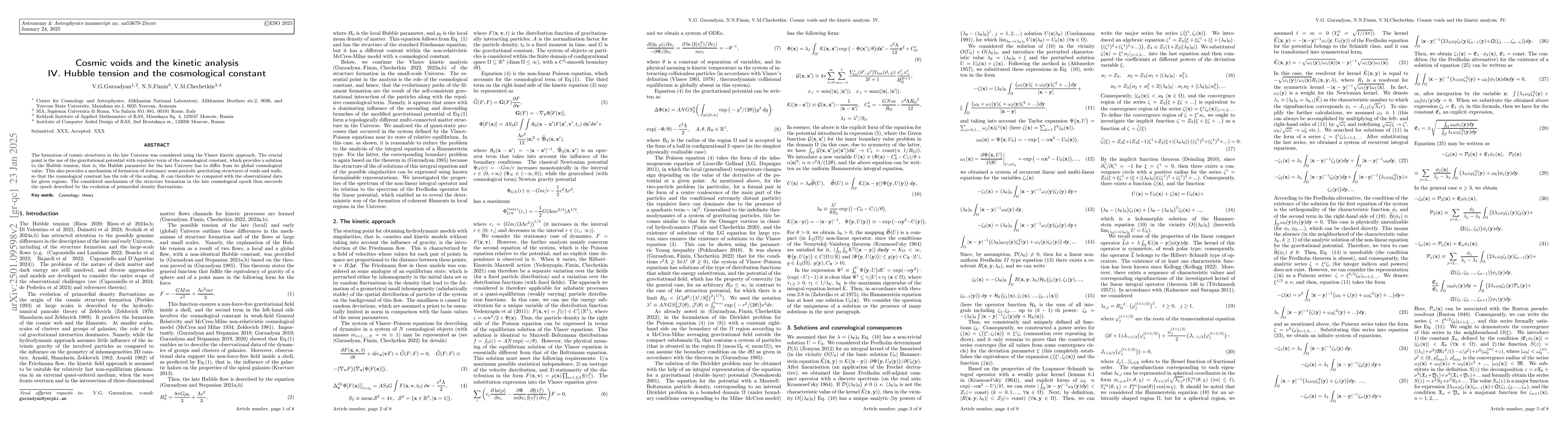 Thumbnail for Cosmic voids and the kinetic analysis. IV. Hubble tension and the
  cosmological constant