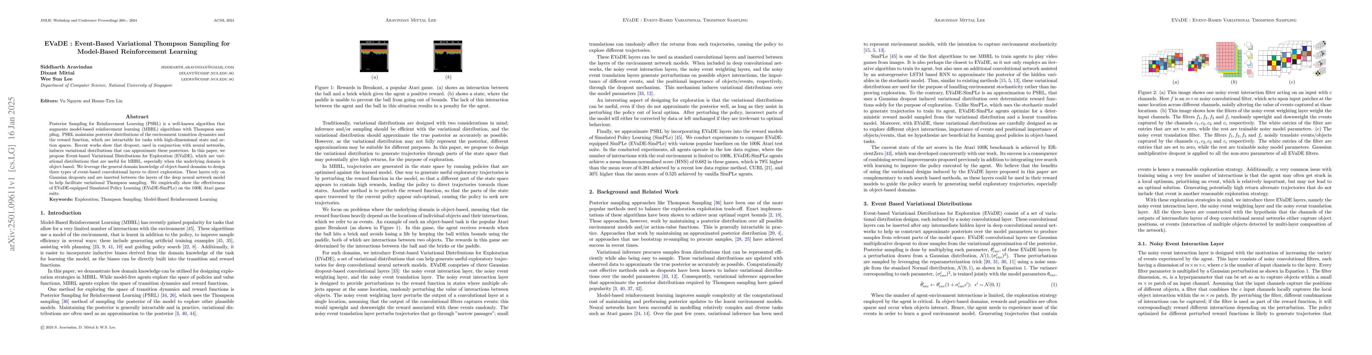 Thumbnail for EVaDE : Event-Based Variational Thompson Sampling for Model-Based
  Reinforcement Learning