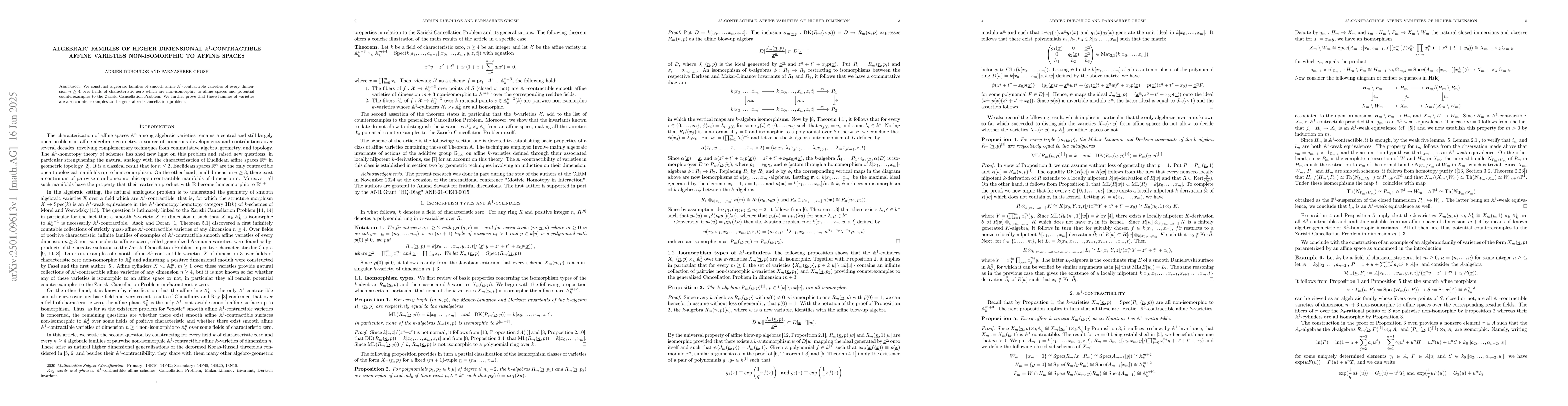 Thumbnail for Algebraic families of higher dimensional $\mathbb{A}^{1}$-contractible
  affine varieties non-isomorphic to affine spaces