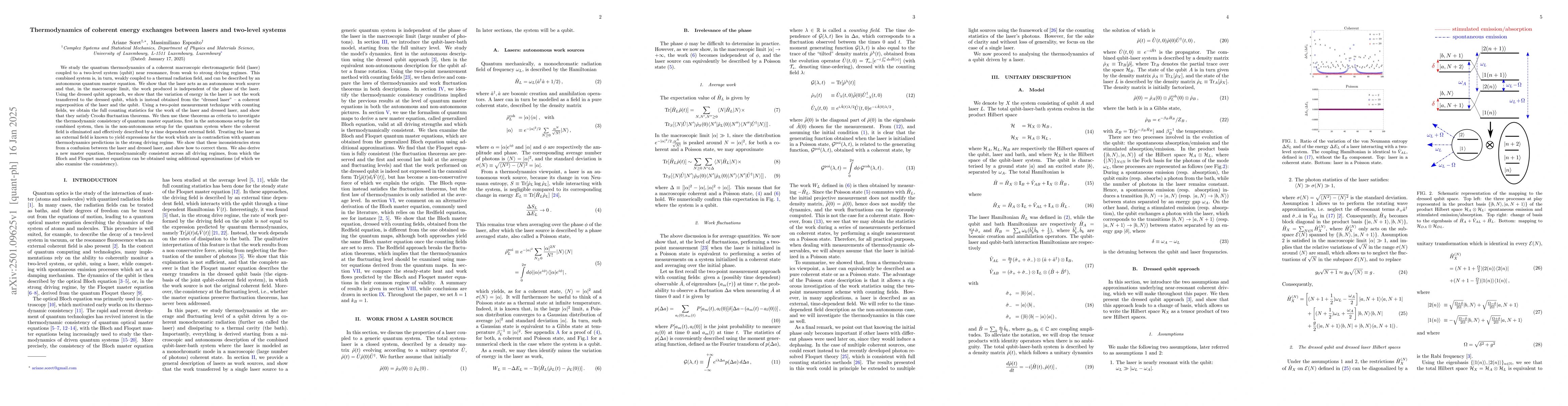 Thumbnail for Thermodynamics of coherent energy exchanges between lasers and two-level
  systems