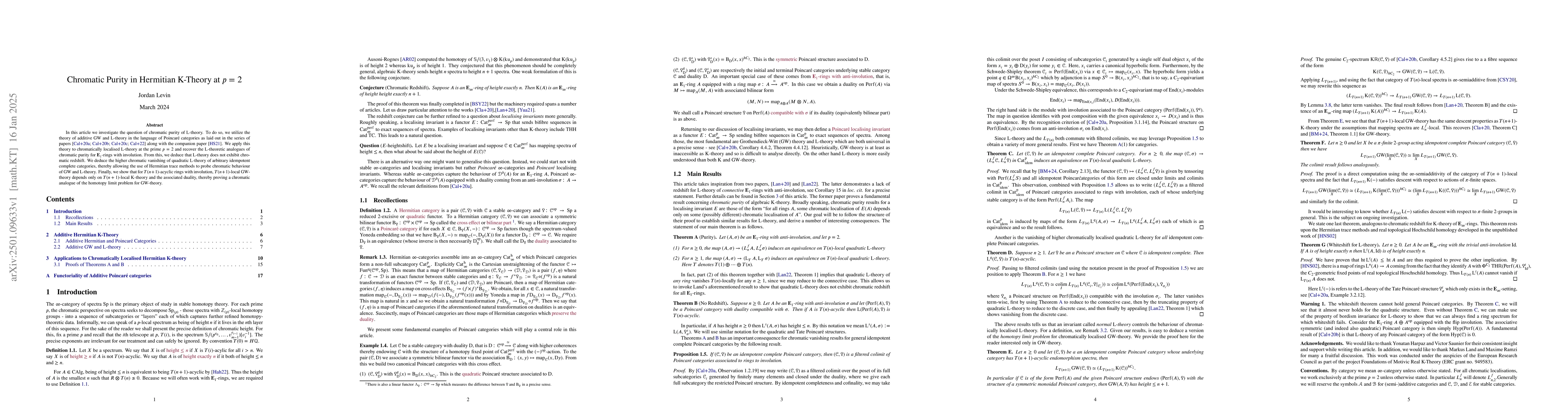 Thumbnail for Chromatic Purity in Hermitian K-Theory at $p=2$
