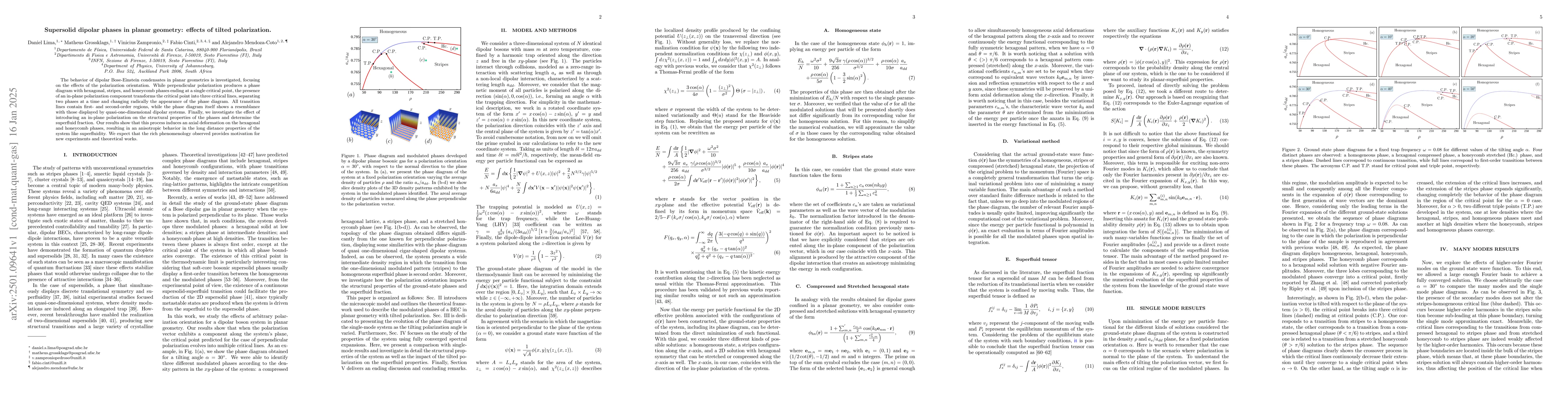 Thumbnail for Supersolid dipolar phases in planar geometry: effects of tilted
  polarization
