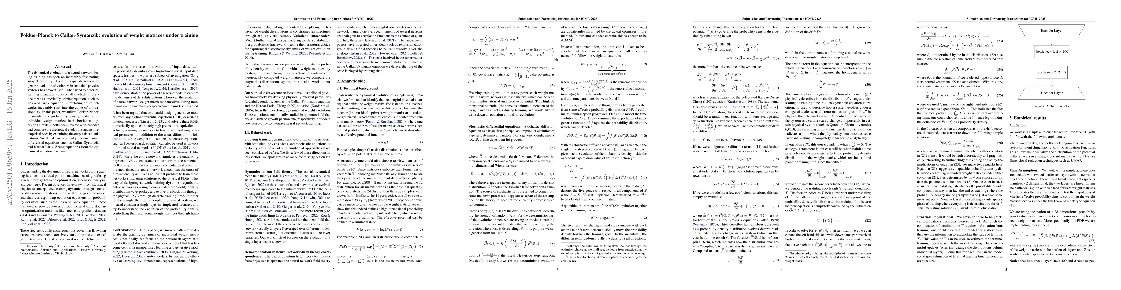 Thumbnail for Fokker-Planck to Callan-Symanzik: evolution of weight matrices under
  training