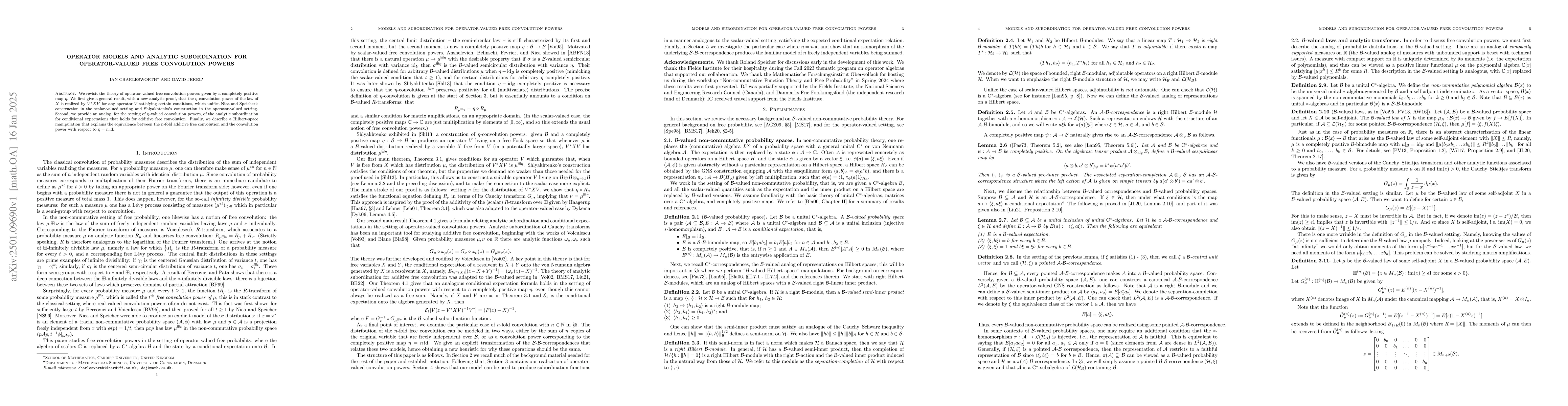 Thumbnail for Operator models and analytic subordination for operator-valued free
  convolution powers