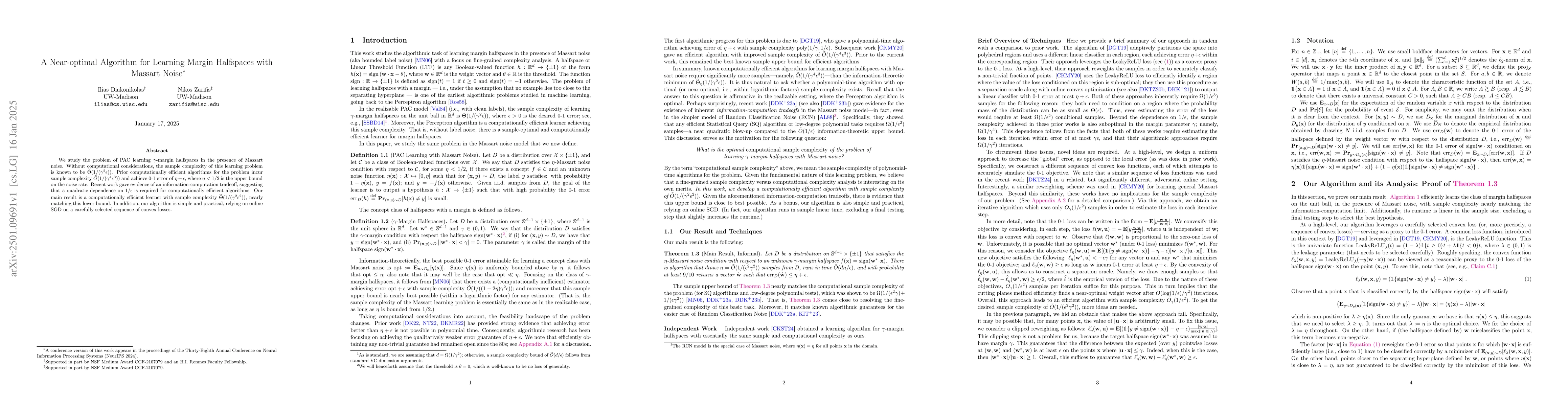 Thumbnail for A Near-optimal Algorithm for Learning Margin Halfspaces with Massart
  Noise