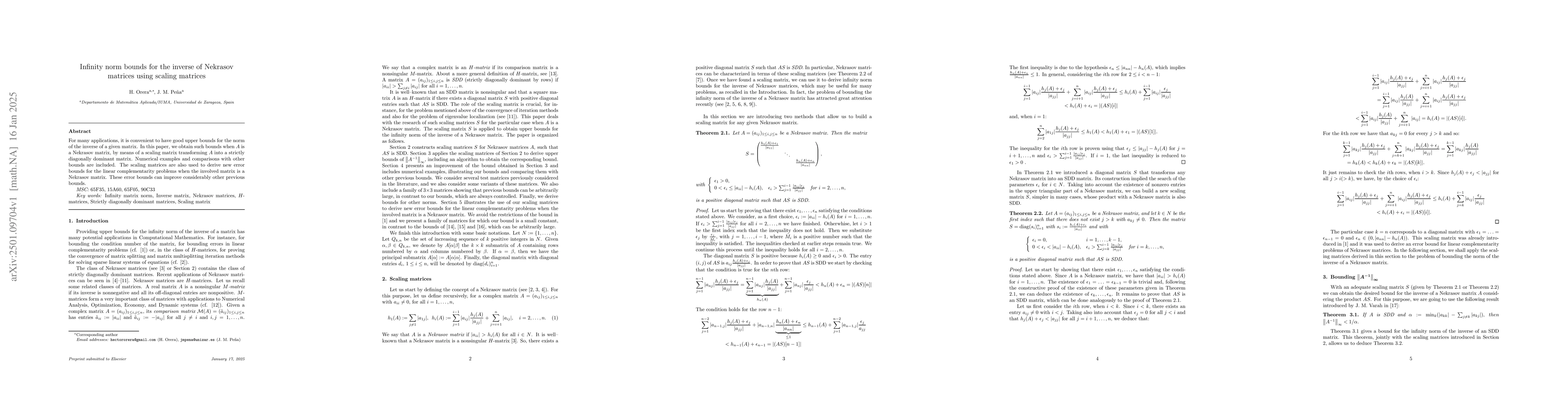 Thumbnail for Infinity norm bounds for the inverse of Nekrasov matrices using scaling
  matrices