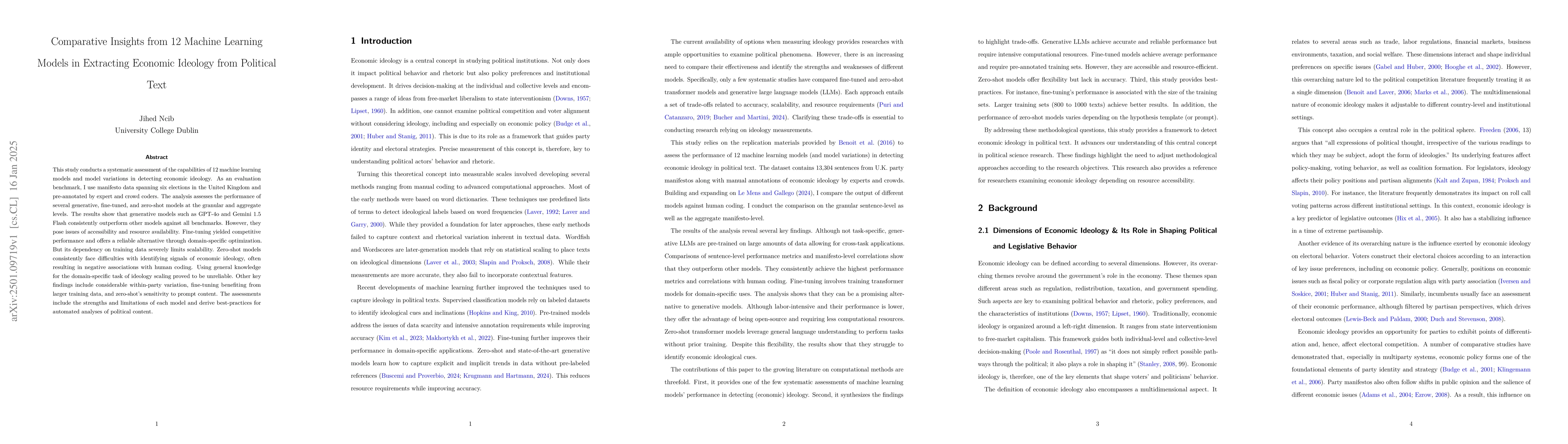 Thumbnail for Comparative Insights from 12 Machine Learning Models in Extracting
  Economic Ideology from Political Text