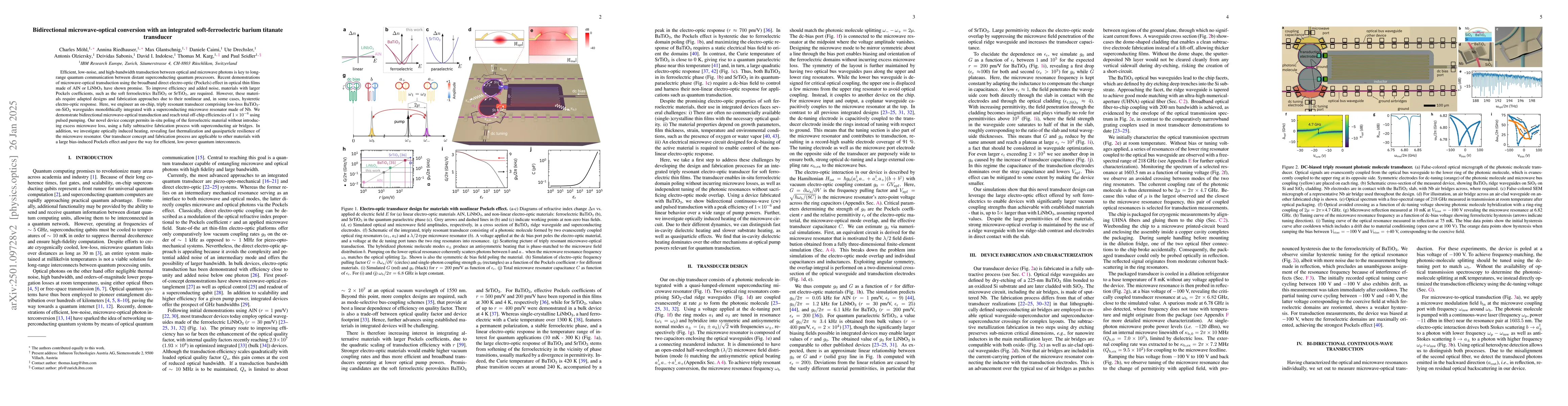 Thumbnail for Bidirectional microwave-optical conversion using an integrated
  barium-titanate transducer