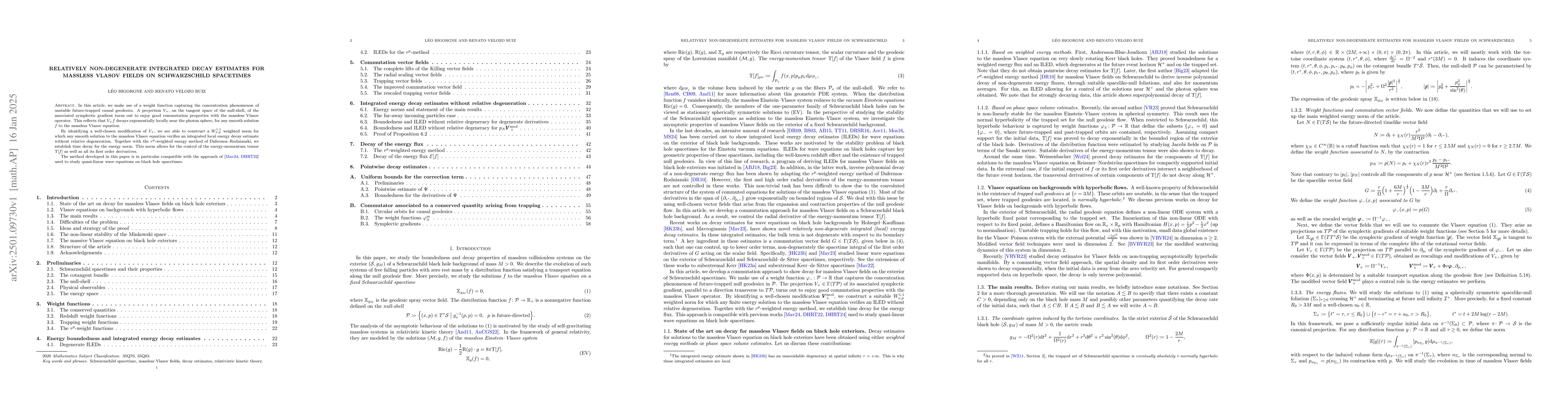 Thumbnail for Relatively non-degenerate integrated decay estimates for massless Vlasov
  fields on Schwarzschild spacetimes