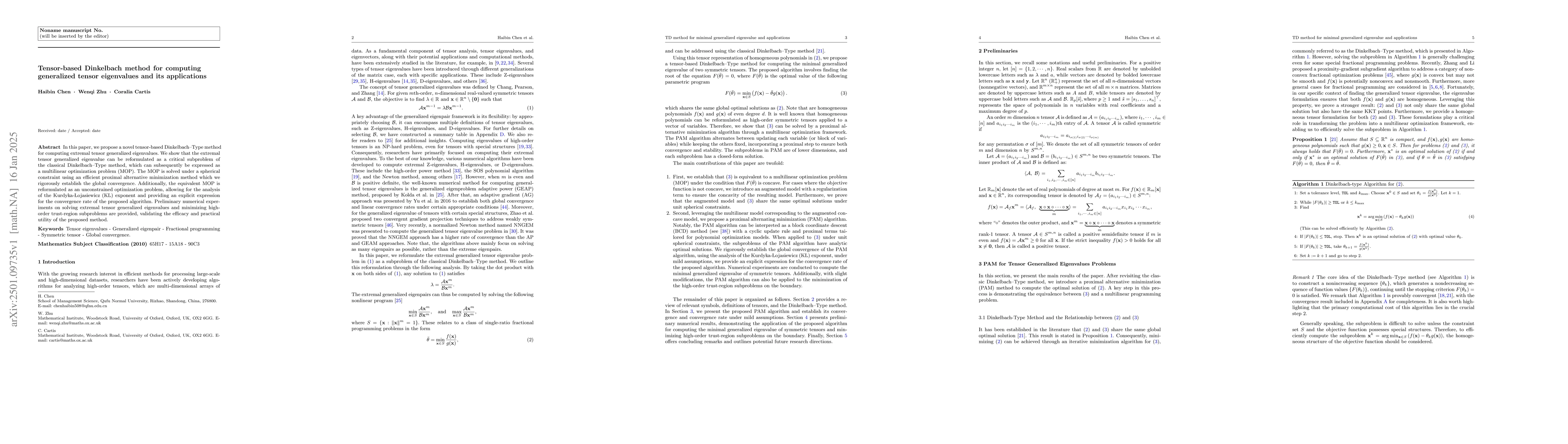 Thumbnail for Tensor-based Dinkelbach method for computing generalized tensor
  eigenvalues and its applications