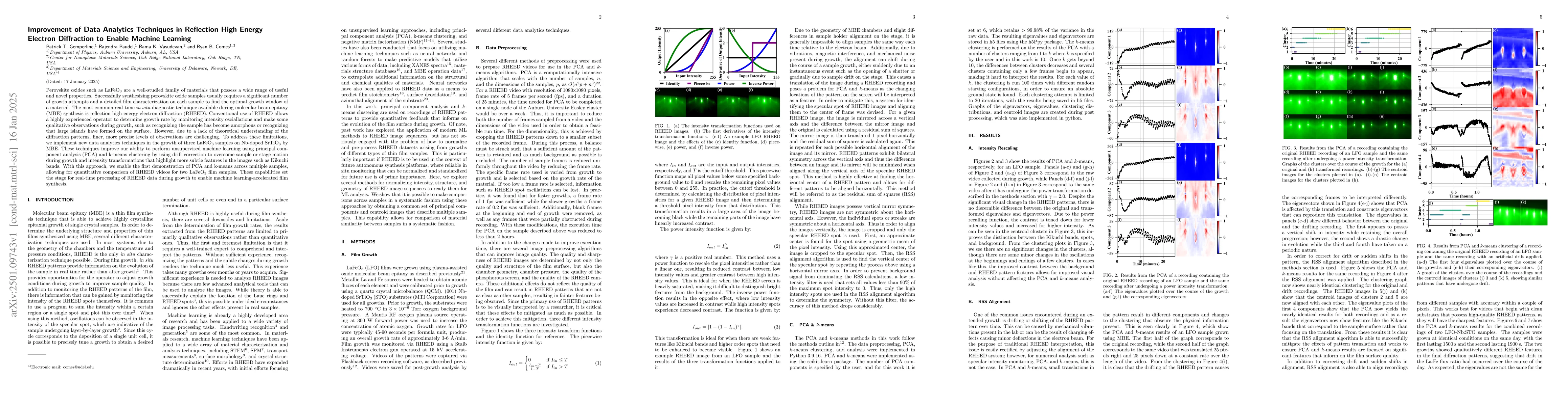 Thumbnail for Improvement of Data Analytics Techniques in Reflection High Energy
  Electron Diffraction to Enable Machine Learning
