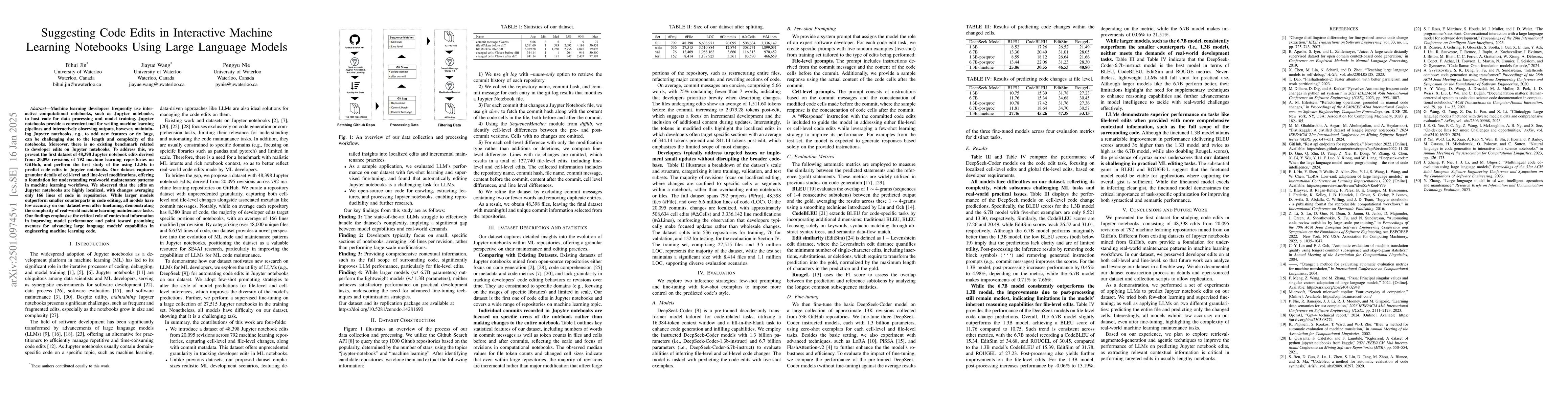 Thumbnail for Suggesting Code Edits in Interactive Machine Learning Notebooks Using
  Large Language Models
