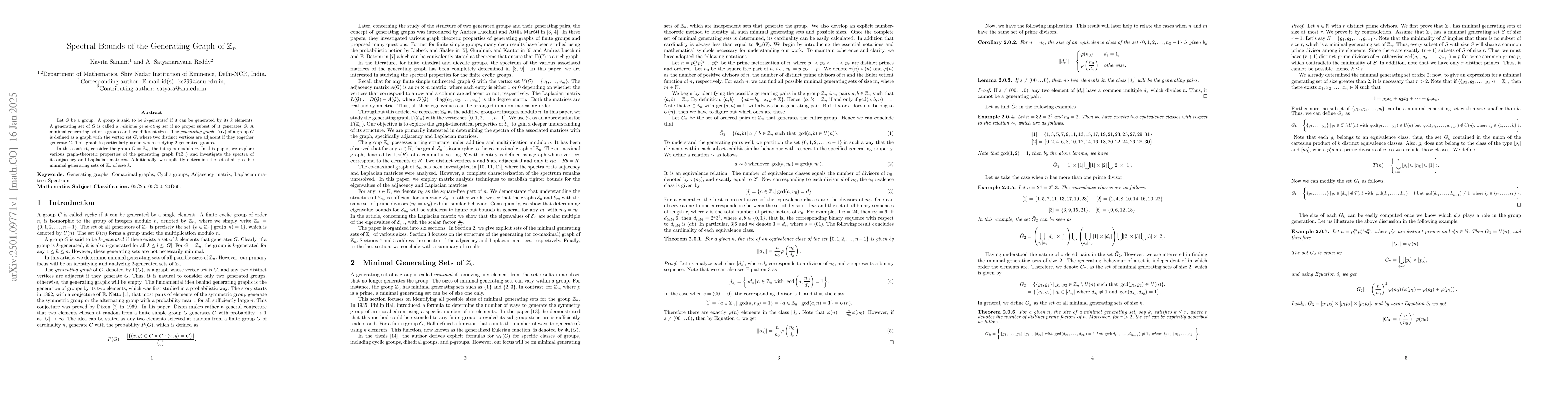 Thumbnail for Spectral Bounds of the Generating Graph of $\mathbb{Z}_n.$