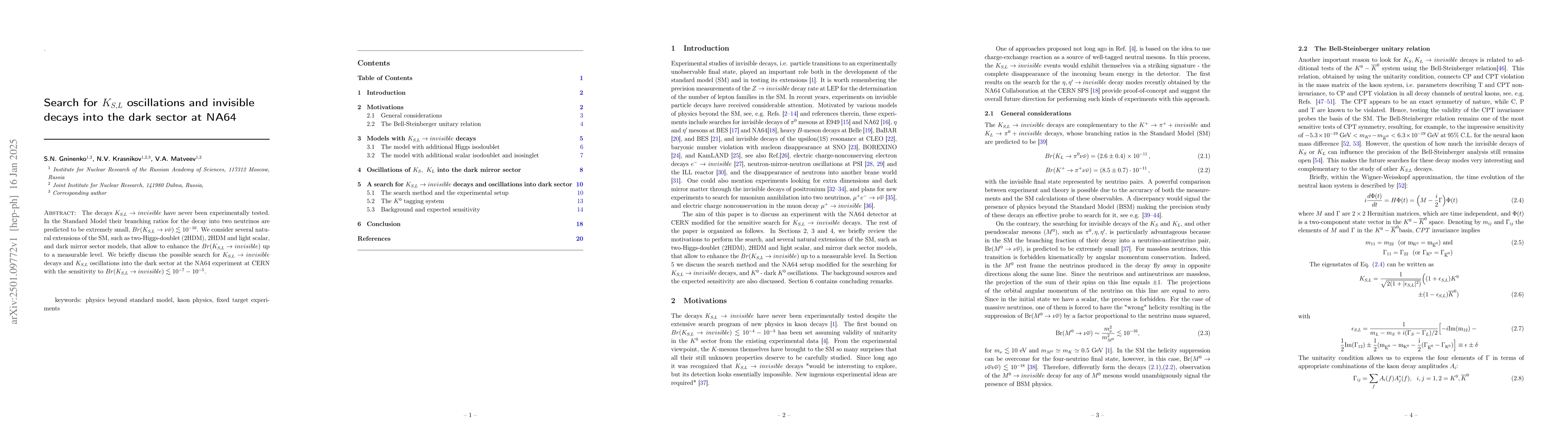 Thumbnail for Search for $K_{S,L}$ oscillations and invisible decays into the dark
  sector at NA64