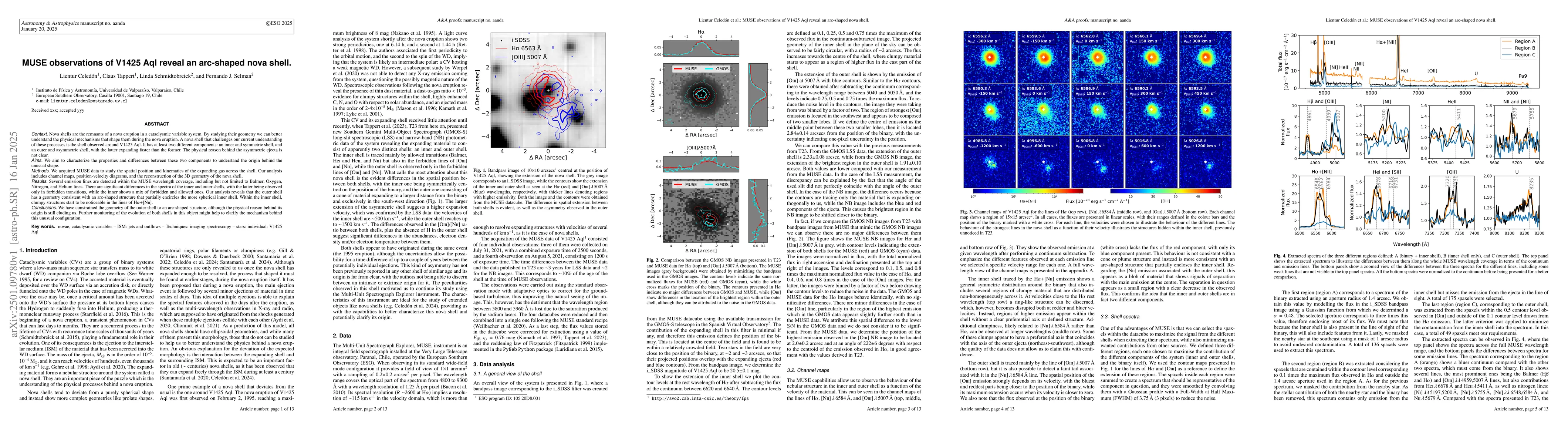 Thumbnail for MUSE observations of V1425 Aql reveal an arc-shaped nova shell