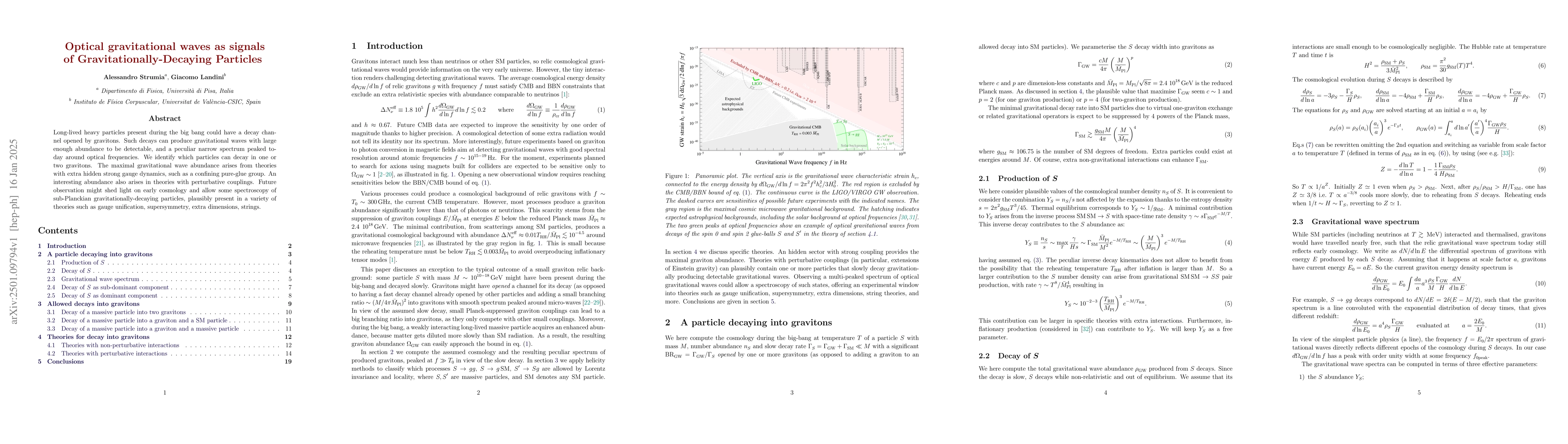 Thumbnail for Optical gravitational waves as signals of Gravitationally-Decaying
  Particles