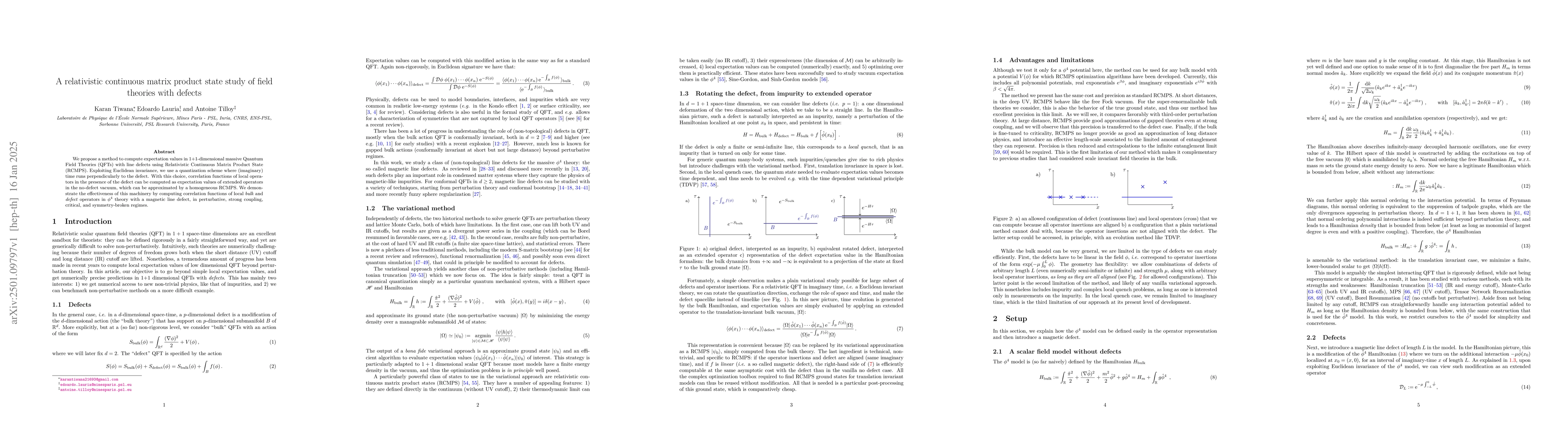 Thumbnail for A relativistic continuous matrix product state study of field theories
  with defects