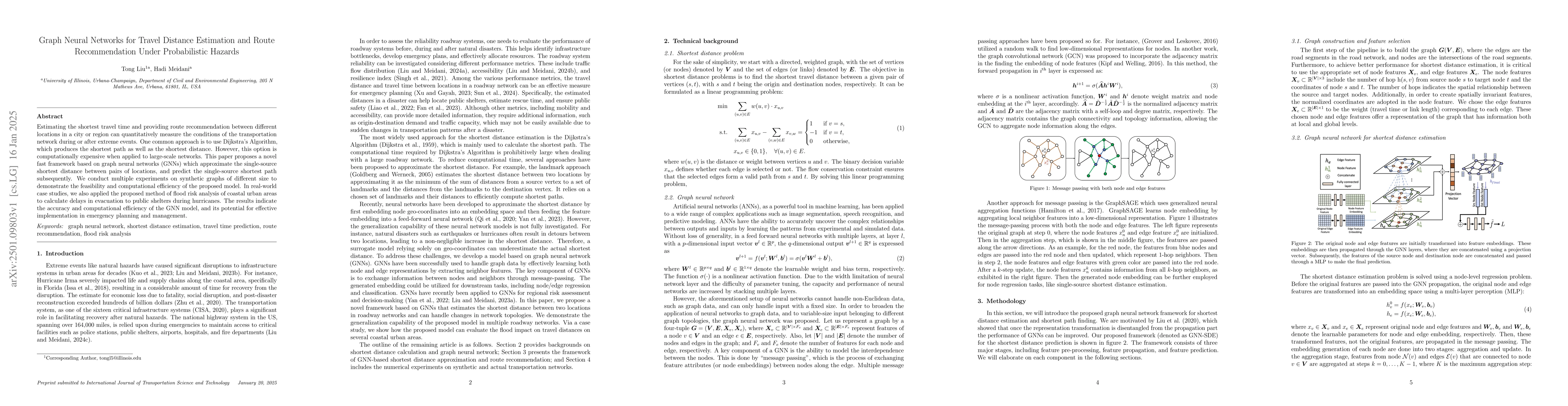 Thumbnail for Graph Neural Networks for Travel Distance Estimation and Route
  Recommendation Under Probabilistic Hazards