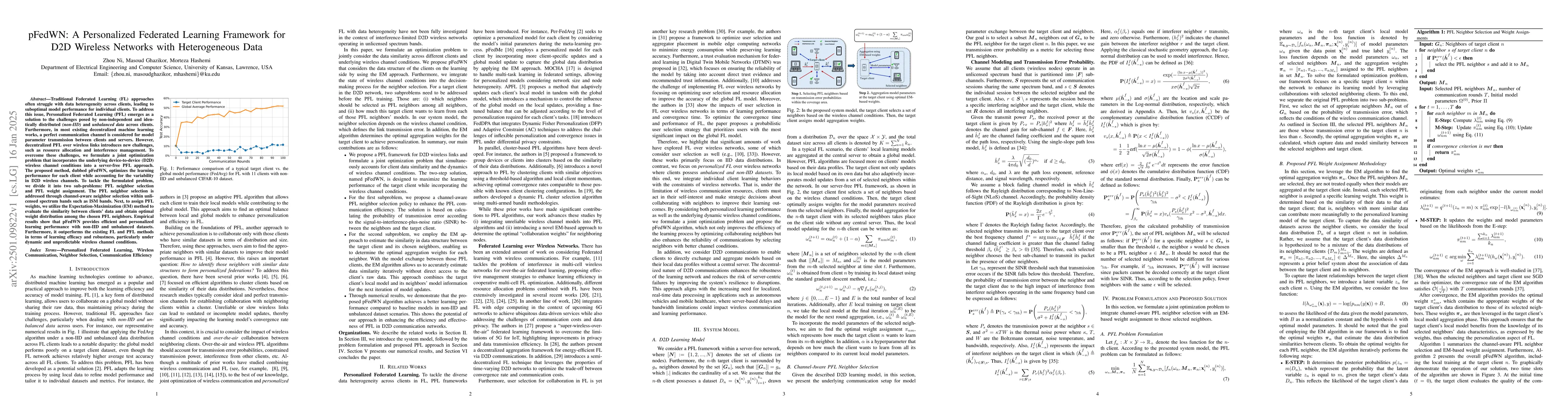 Thumbnail for pFedWN: A Personalized Federated Learning Framework for D2D Wireless
  Networks with Heterogeneous Data
