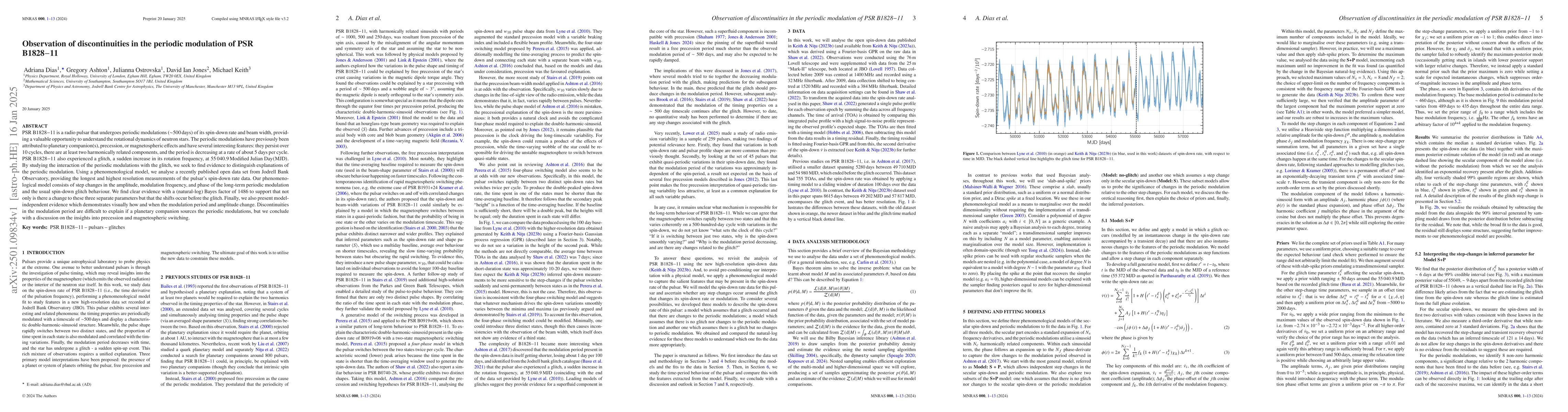 Thumbnail for Observation of discontinuities in the periodic modulation of PSR
  B1828-11
