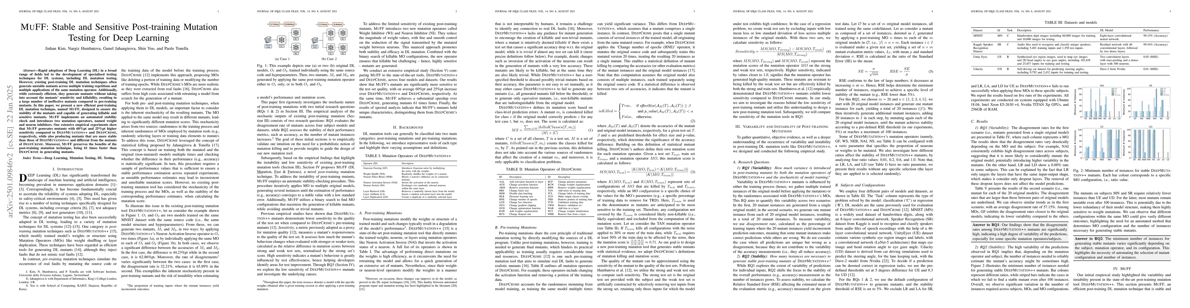 Thumbnail for MuFF: Stable and Sensitive Post-training MutationTesting for Deep
  Learning