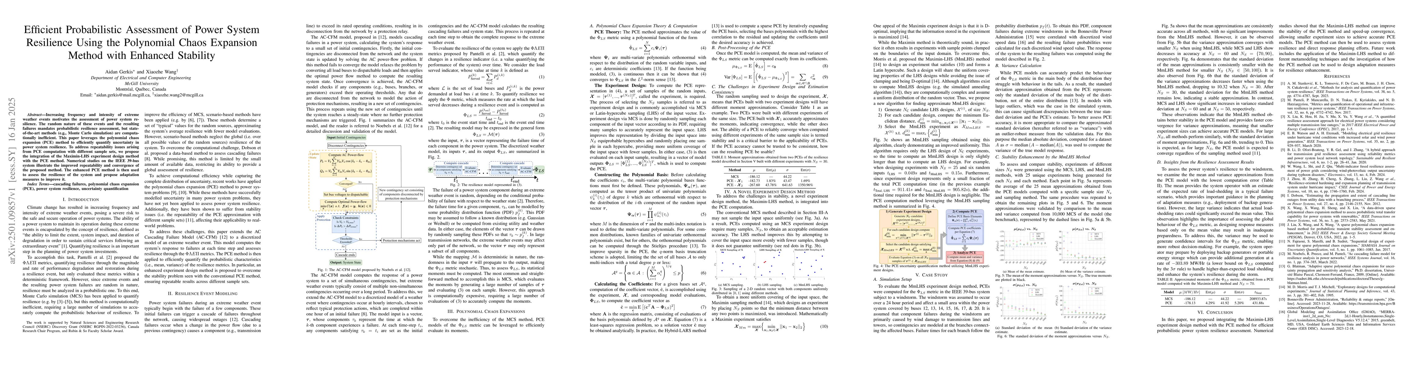 Thumbnail for Efficient Probabilistic Assessment of Power System Resilience Using the
  Polynomial Chaos Expansion Method with Enhanced Stability