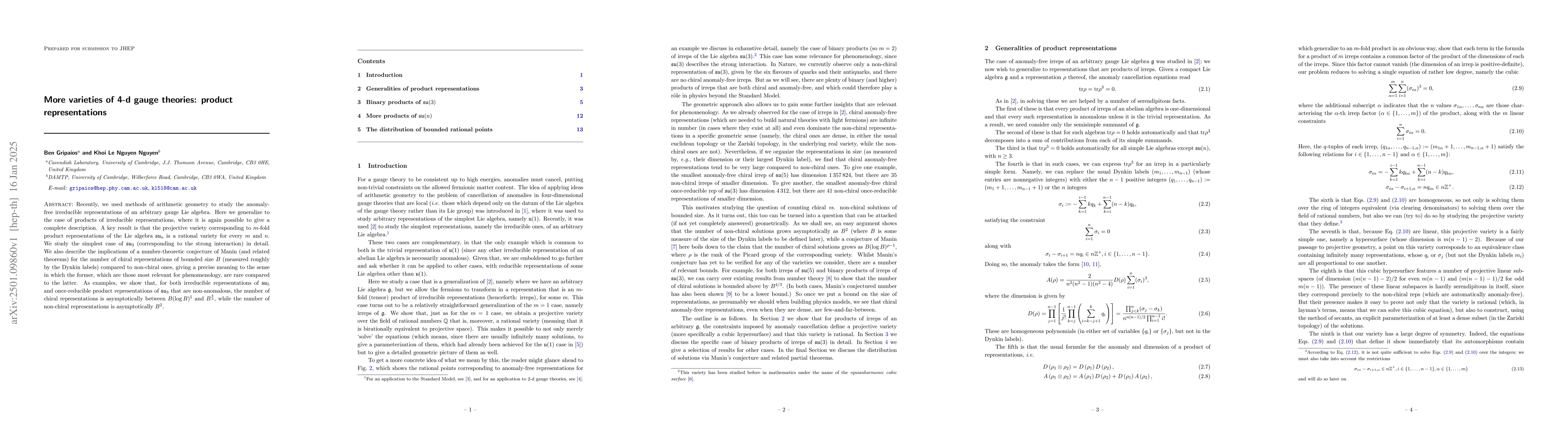 Thumbnail for More varieties of 4-d gauge theories: product representations