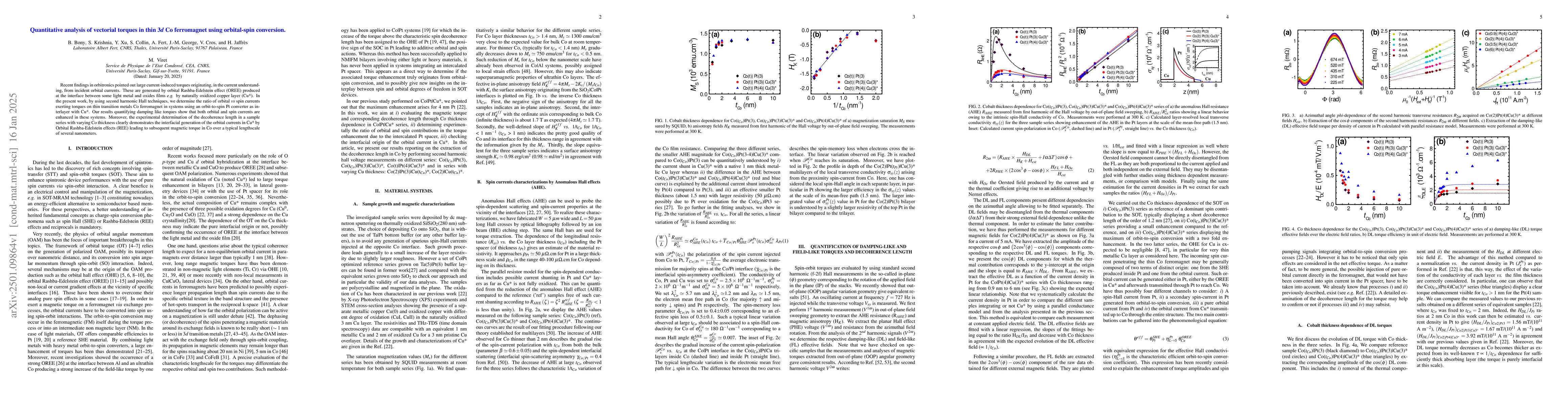 Thumbnail for Quantitative analysis of vectorial torques in thin 3d Co ferromagnet
  using orbital-spin conversion