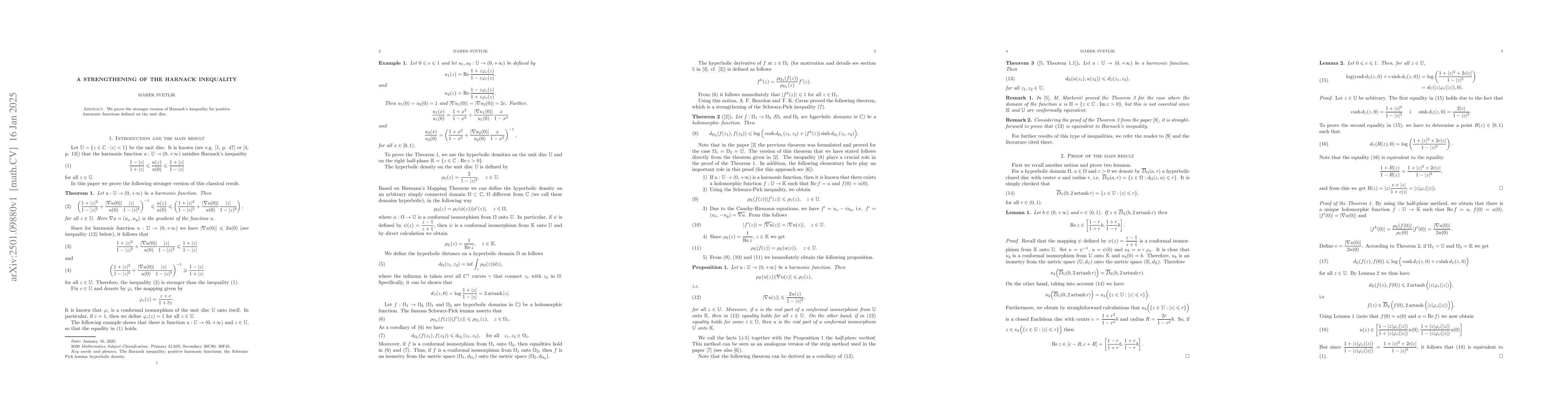 Thumbnail for A Strengthening of the Harnack Inequality