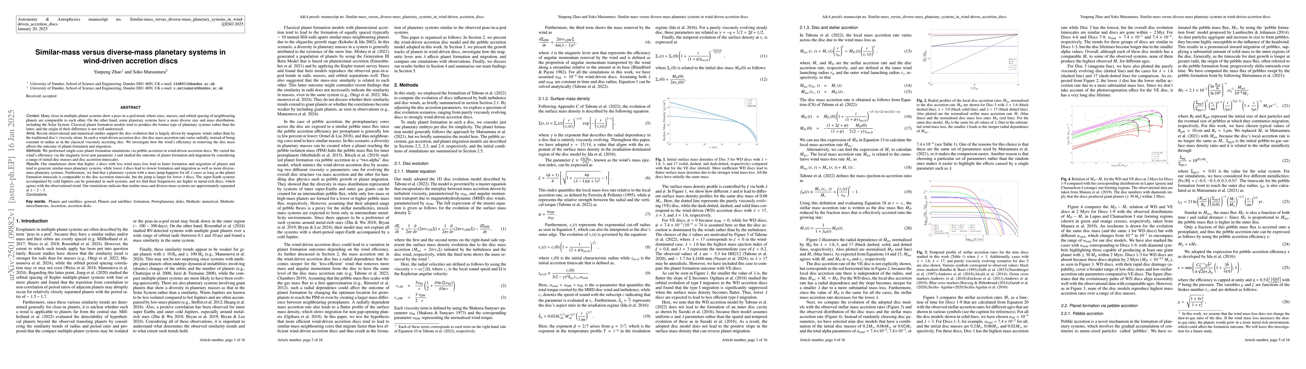 Thumbnail for Similar-mass versus diverse-mass planetary systems in wind-driven
  accretion discs