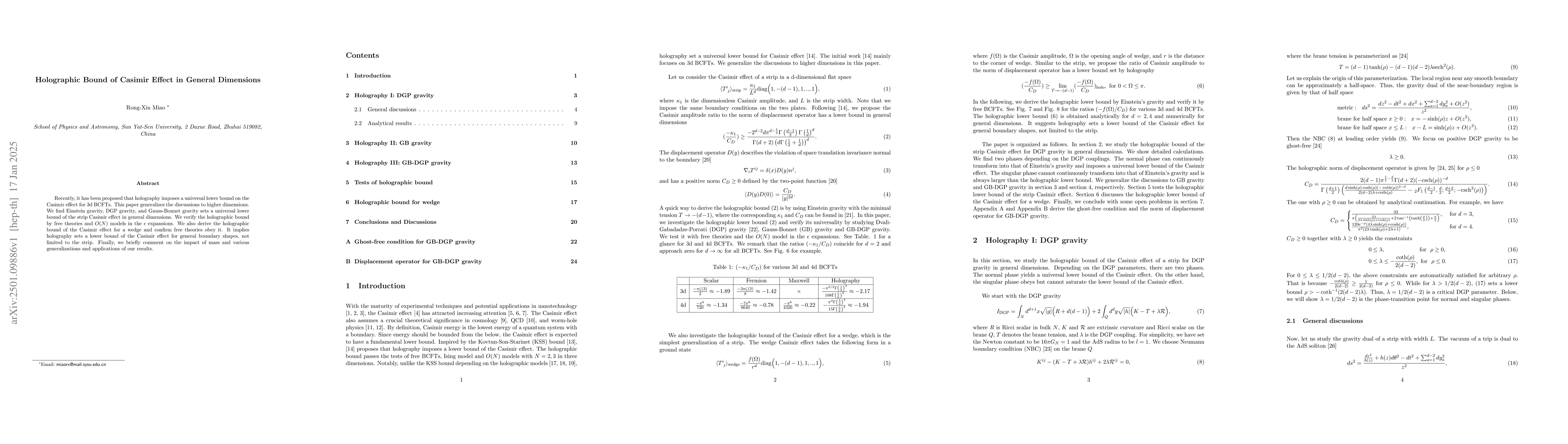 Thumbnail for Holographic Bound of Casimir Effect in General Dimensions