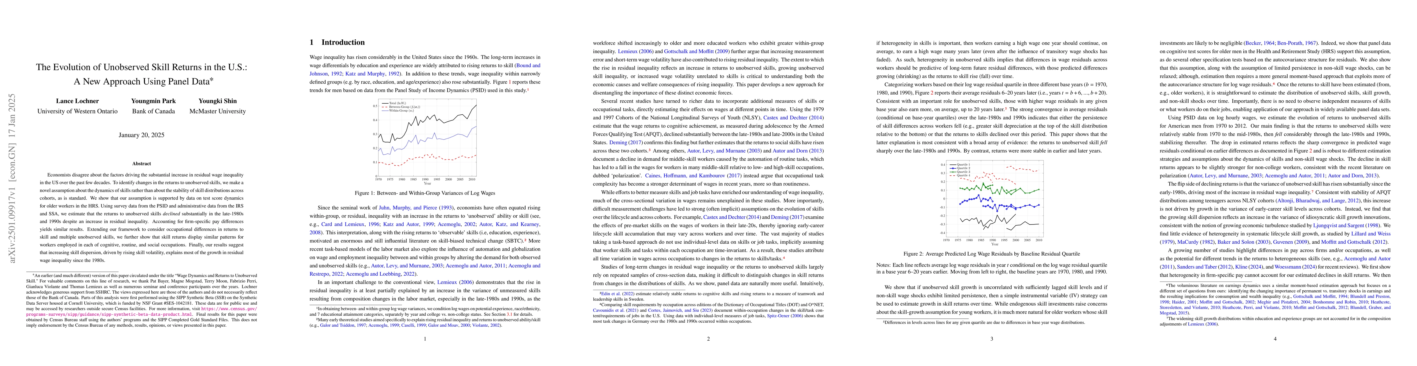 Thumbnail for The Evolution of Unobserved Skill Returns in the U.S.: A New Approach
  Using Panel Data