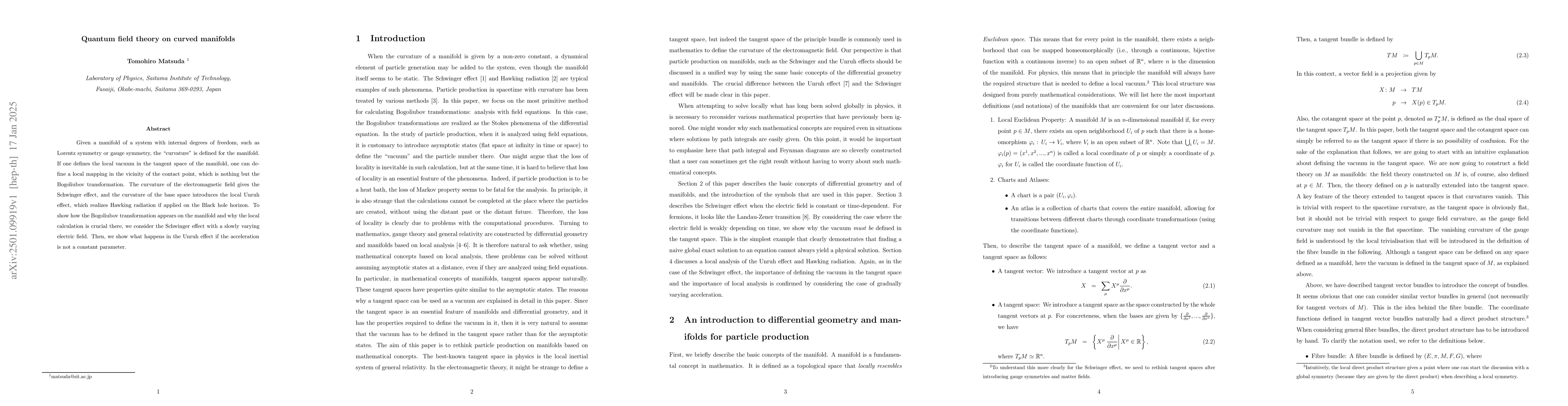 Thumbnail for Quantum field theory on curved manifolds