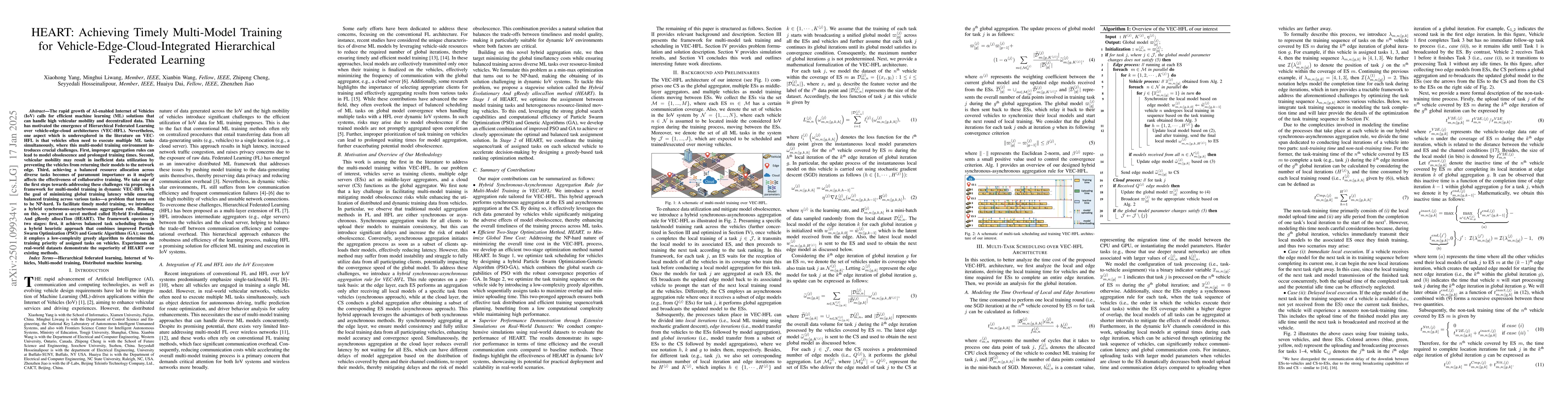 Thumbnail for HEART: Achieving Timely Multi-Model Training for
  Vehicle-Edge-Cloud-Integrated Hierarchical Federated Learning