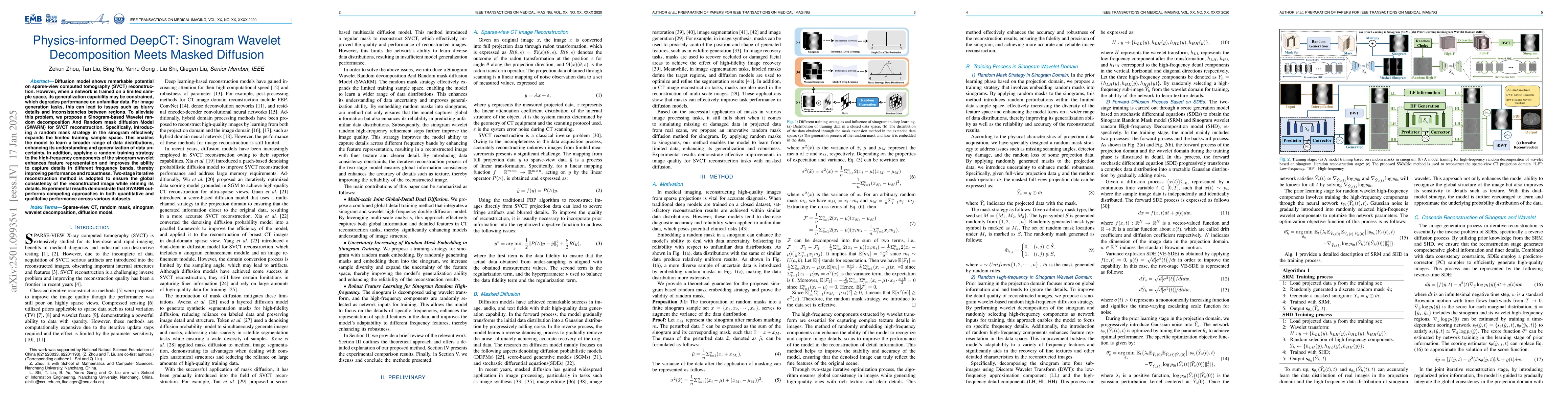 Thumbnail for Physics-informed DeepCT: Sinogram Wavelet Decomposition Meets Masked
  Diffusion