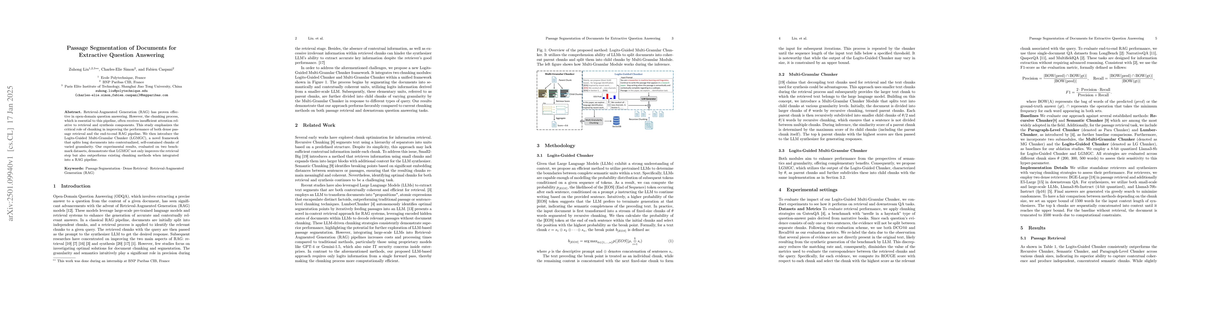 Thumbnail for Passage Segmentation of Documents for Extractive Question Answering