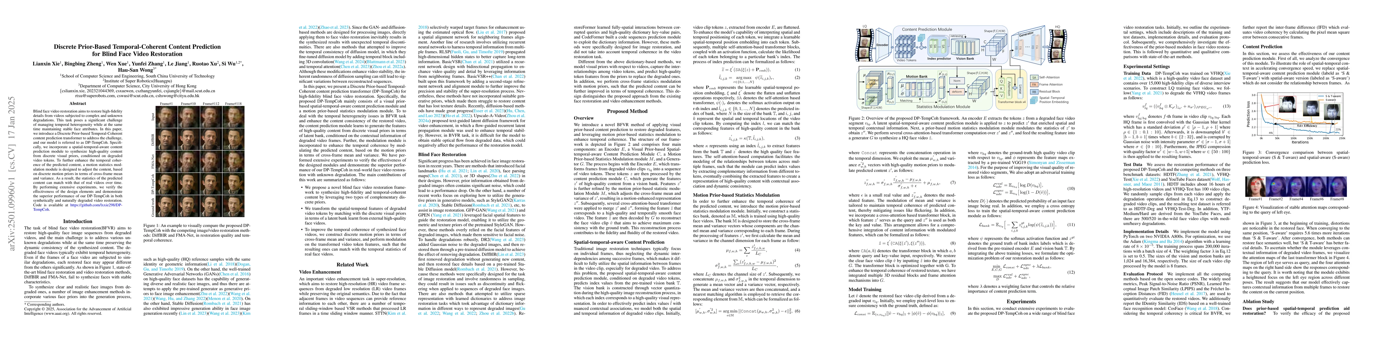 Thumbnail for Discrete Prior-based Temporal-coherent Content Prediction for Blind Face
  Video Restoration