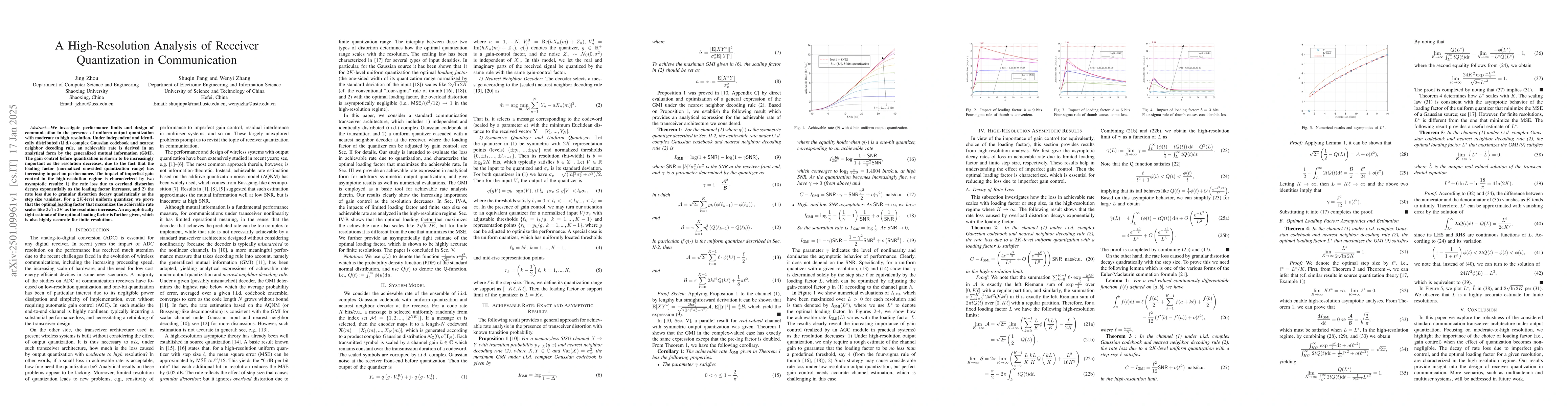 Thumbnail for A High-Resolution Analysis of Receiver Quantization in Communication
