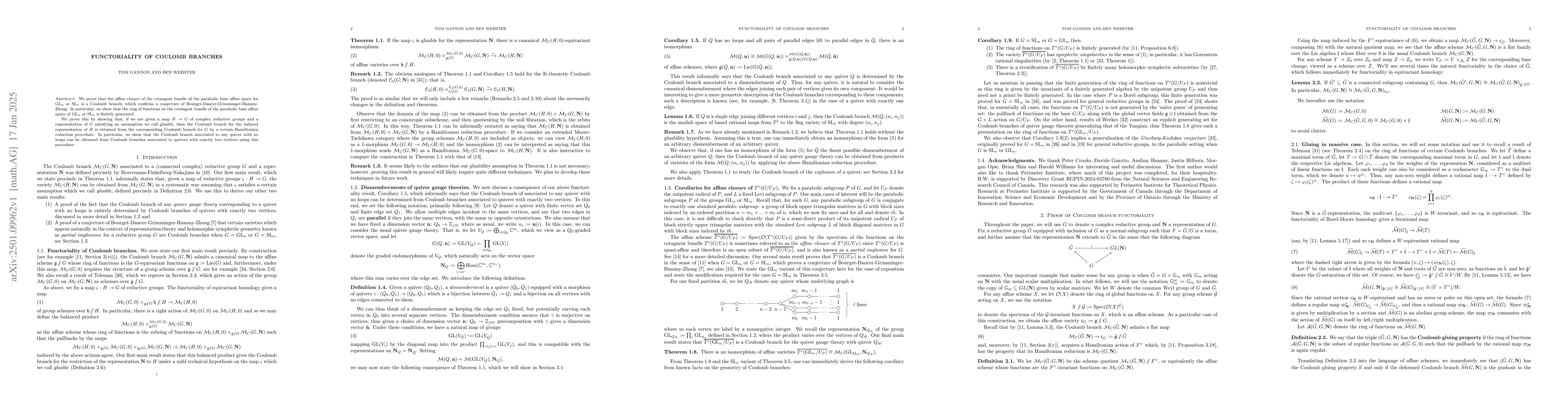 Thumbnail for Functoriality of Coulomb branches
