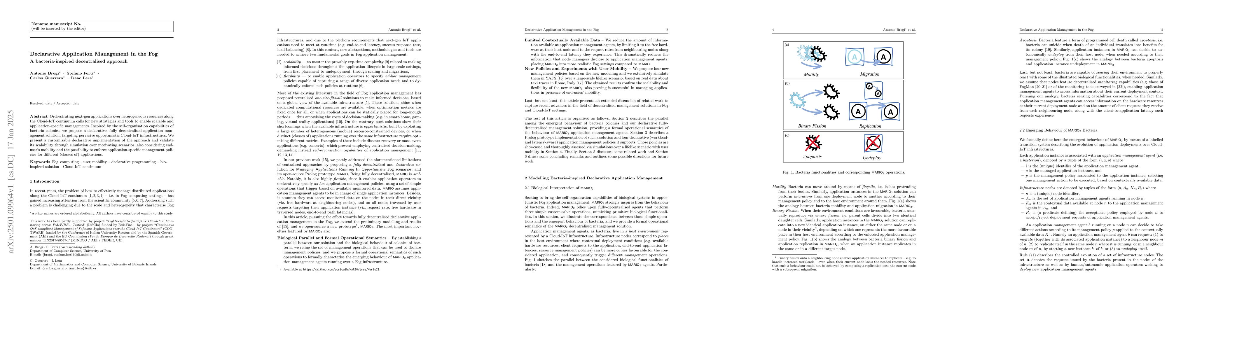 Thumbnail for Declarative Application Management in the Fog. A bacteria-inspired
  decentralised approach