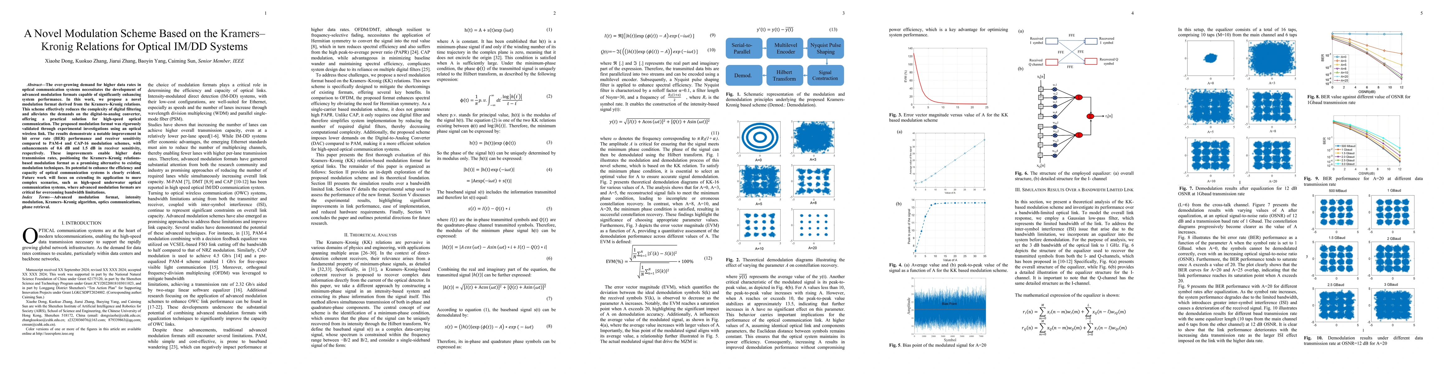 Thumbnail for A Novel Modulation Scheme Based on the Kramers--Kronig Relations for
  Optical IM/DD Systems