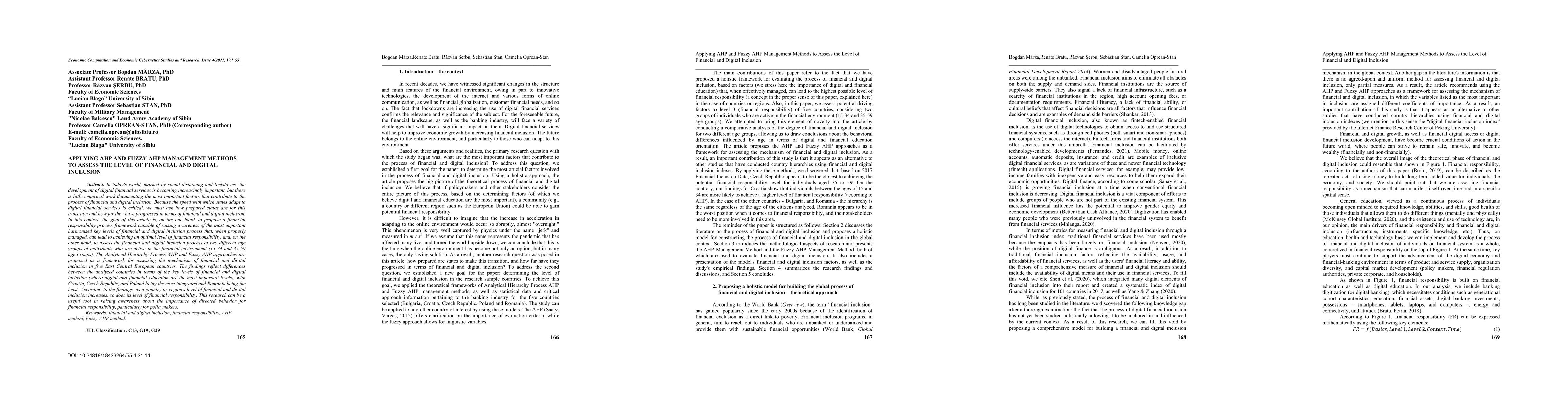 Thumbnail for Applying AHP and FUZZY AHP Management Methods to Assess the Level of
  Financial and Digital Inclusion