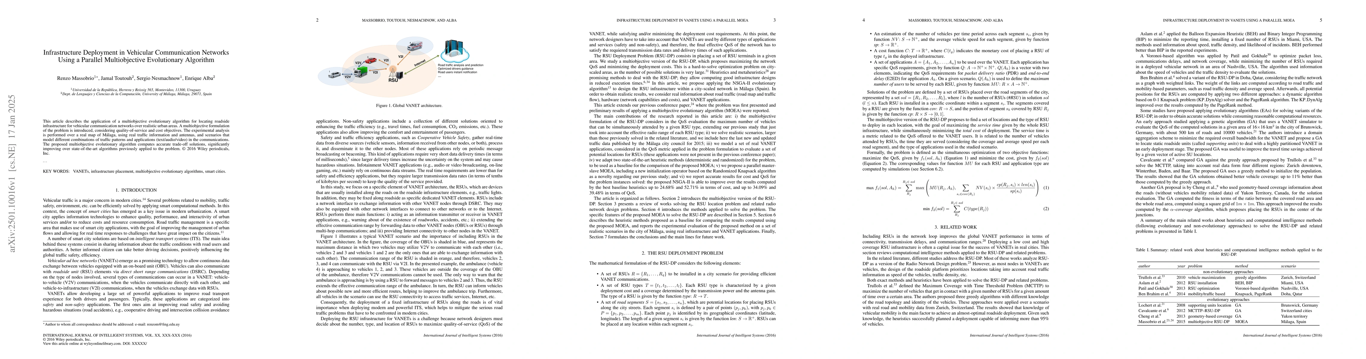 Thumbnail for Infrastructure Deployment in Vehicular Communication Networks Using a
  Parallel Multiobjective Evolutionary Algorithm