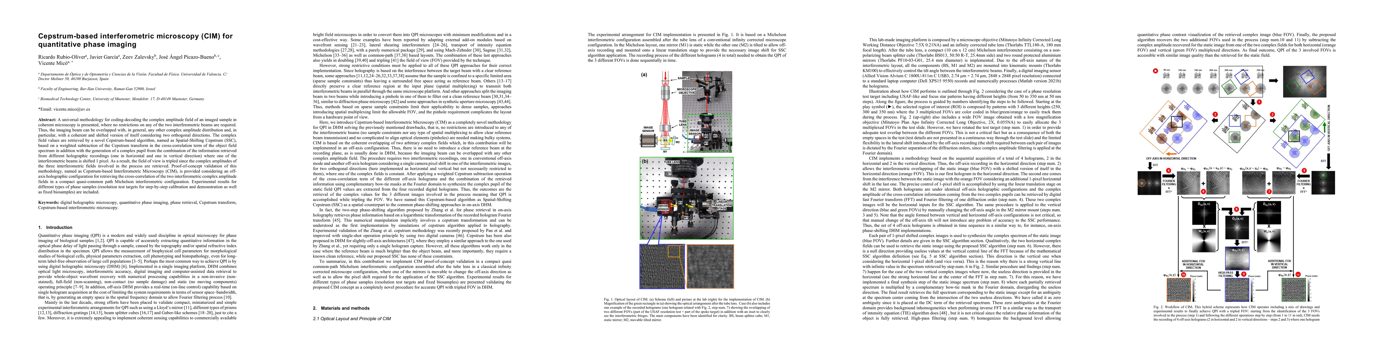Thumbnail for Cepstrum-based interferometric microscopy (CIM) for quantitative phase
  imaging