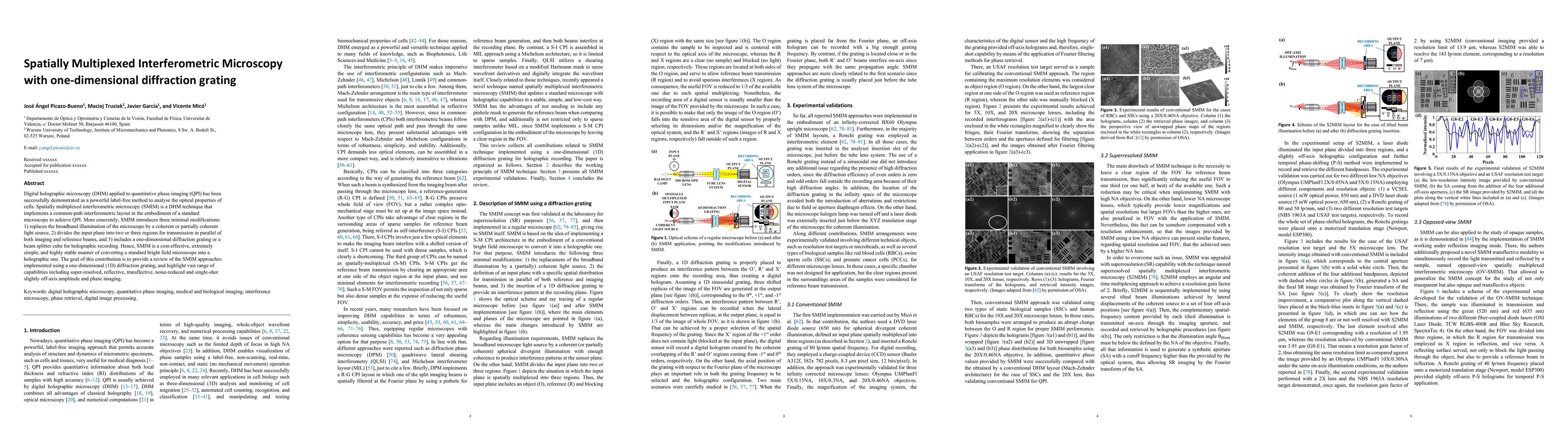 Thumbnail for Spatially Multiplexed Interferometric Microscopy with one-dimensional
  diffraction grating
